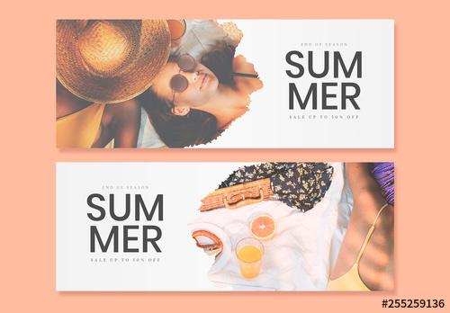 Web Banner Set with Vacation-Themed Images - 255259136 - 255259136