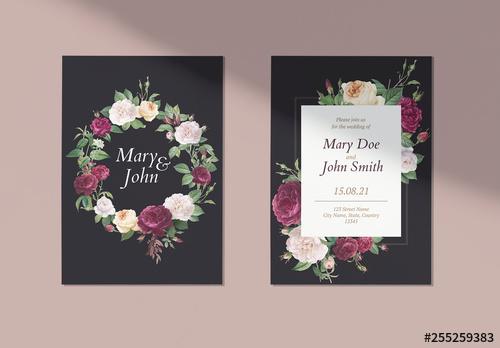 Vintage-Style Floral Wedding Invitation - 255259383 - 255259383