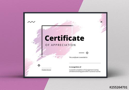 Award Certificate Layout with Abstract Elements - 255264701 - 255264701