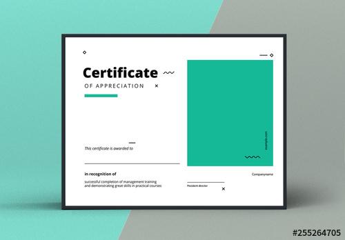 Award Certificate Layout with Green Accents - 255264705 - 255264705