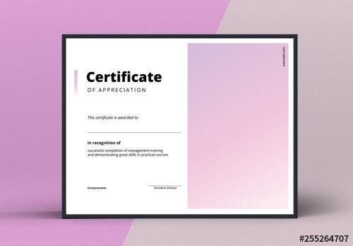 Award Certificate Layout with Pink Gradient Element - 255264707 - 255264707