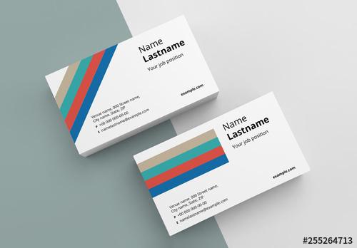 Colorful Stripes Business Card Layout - 255264713 - 255264713