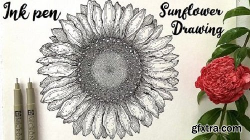Floral Illustration: Drawing Sunflowers for beginners (Stippling, Hatching and much more...)