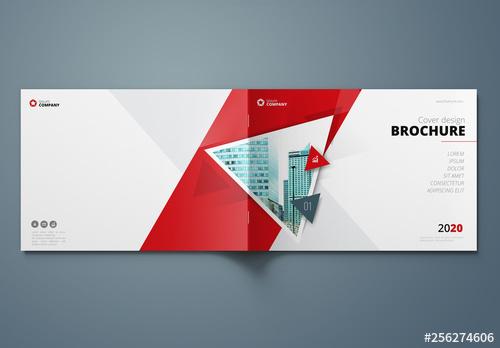 Horizontal Red Business Report Cover Layout with Triangles - 256274606 - 256274606
