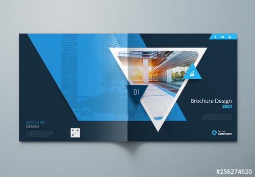 Dark Square Business Report Cover Layout with Triangles - 256274620 - 256274620
