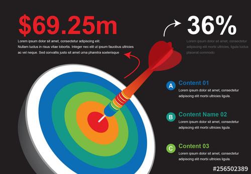 3D Dart and Target Infographic - 256502389 - 256502389