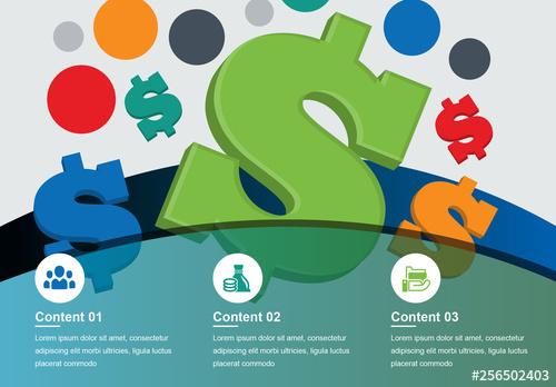 Financial Infographic With 3D Vector Dollar Signs - 256502403 - 256502403