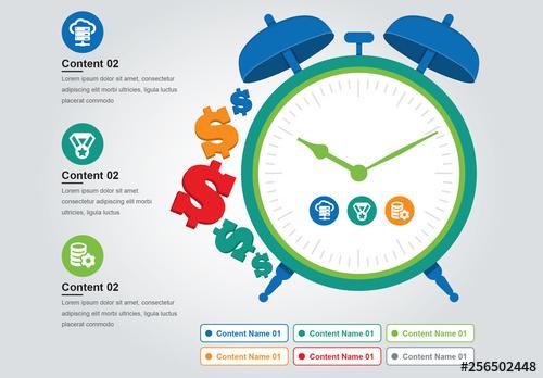 Infographic with Clock and Dollar Signs - 256502448 - 256502448