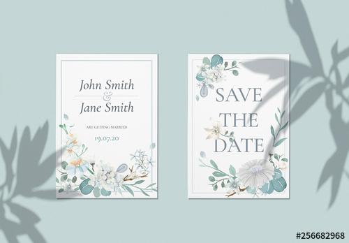 Blue Floral Wedding Save the Date Layout - 256682968 - 256682968