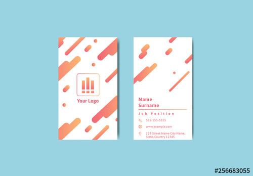 Vertical Business Card Layout with Yellow to Red Gradients - 256683055 - 256683055