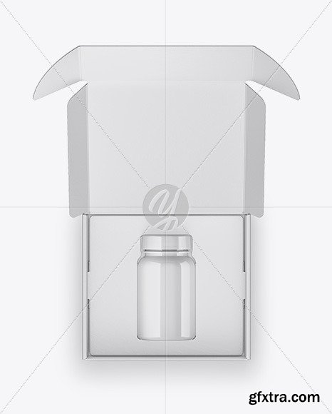 Opened Glossy Box with Pills Bottle Mockup 51387