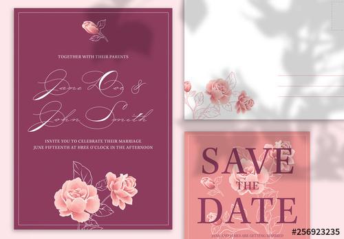 Warm Floral Wedding Stationery Set - 256923235 - 256923235