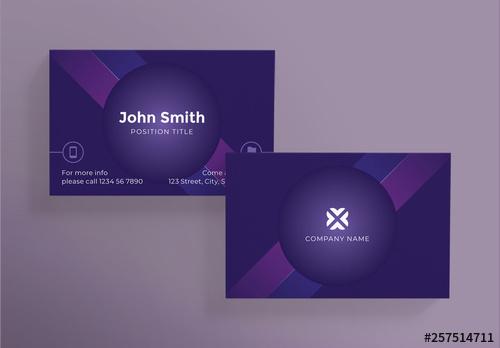 Purple Business Card with Geometric Elements - 257514711 - 257514711