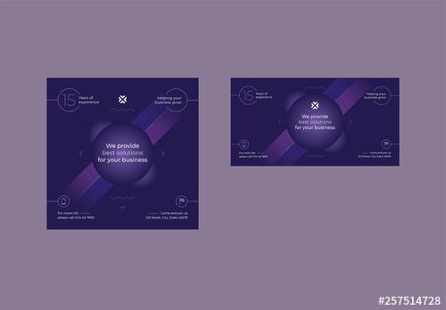 Purple Social Media Posts with Geometric Elements - 257514728 - 257514728