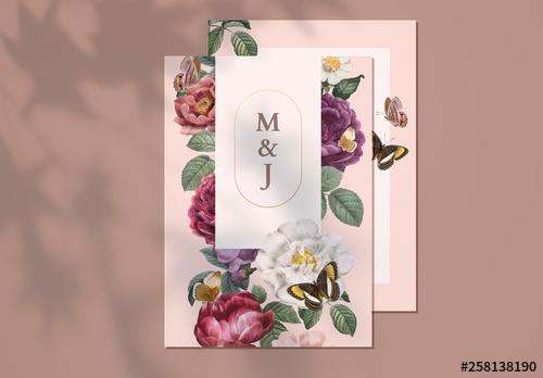 Floral Wedding Invitation Card - 258138190 - 258138190