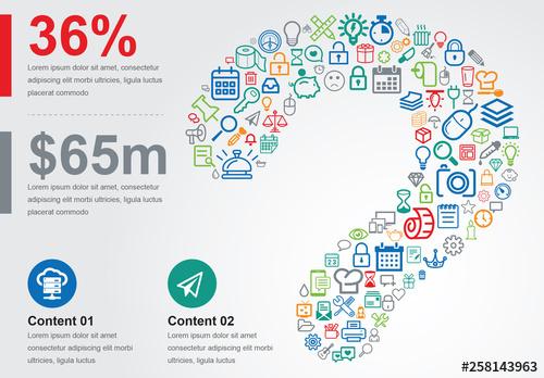 Question Mark Infographic with Icons - 258143963 - 258143963