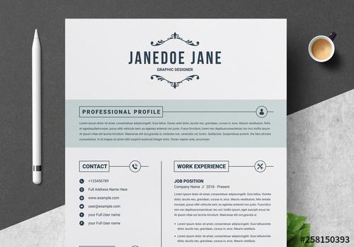 Resume, Cover Letter, and Reference Sheet Layout with Light Blue Accents - 258150393 - 258150393