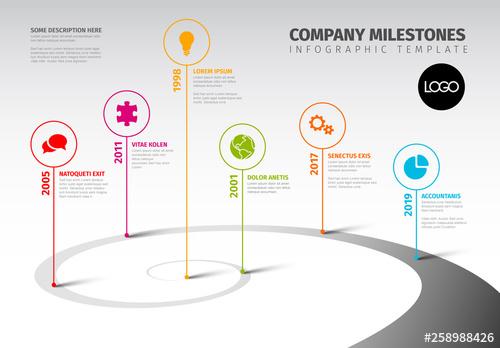 Timeline Infographic with Bubbles Along a Spiral Path - 258988426 - 258988426