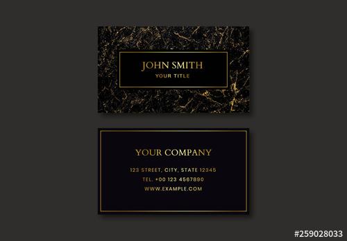 Business Card Layout with Gold Elements - 259028033 - 259028033