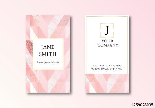 Business Card Layout with Pink Elements - 259028035 - 259028035