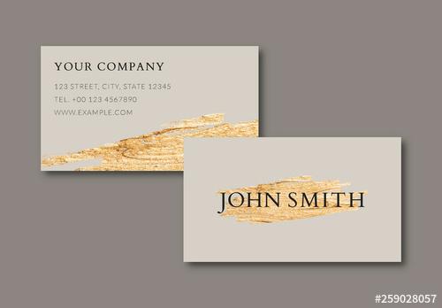 Business Card Layout with Gold Elements - 259028057 - 259028057