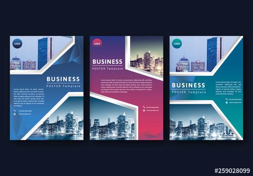 Business Flyer Layouts with Geometric Photo Placeholders - 259028099 - 259028099