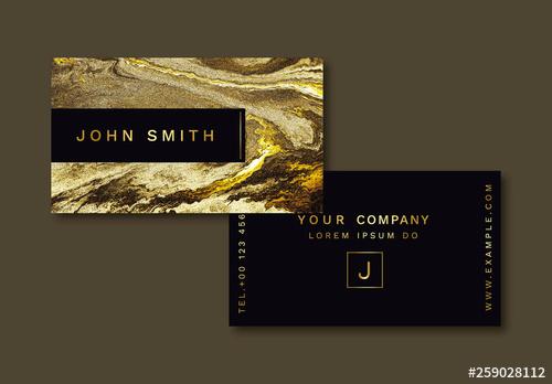 Business Card Layout with Gold Elements - 259028112 - 259028112