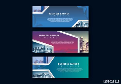 Web Banner Layouts with Geometric Photo Placeholders - 259028113 - 259028113