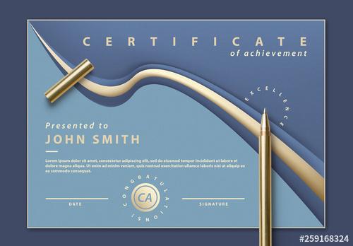 Certificate of Achievement with Abstract Blue Design - 259168324 - 259168324