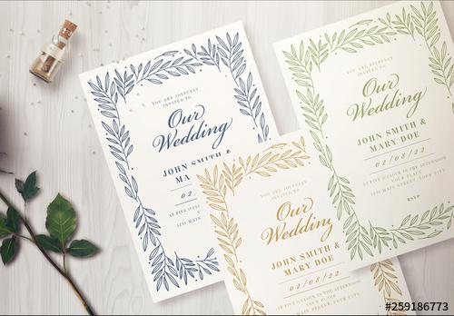 Wedding Invitation Layout with a Leaf Border - 259186773 - 259186773