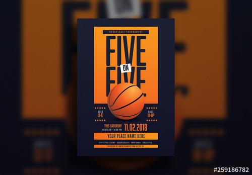5 on 5 Basketball Tournament Flyer Layout - 259186782 - 259186782