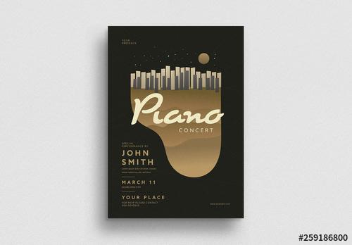 Gold Piano Concert Flyer Layout - 259186800 - 259186800