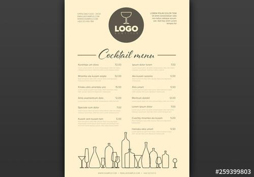 Minimalist Cocktail Menu Layout with Bottle Icons - 259399803 - 259399803