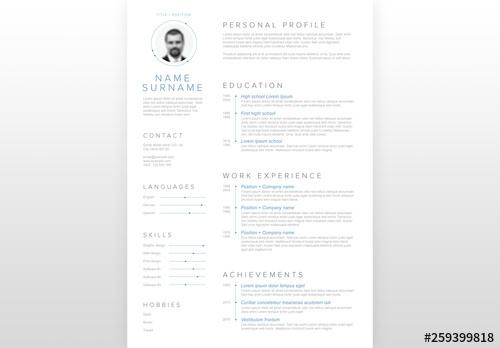 Minimalist Resume Layout with Slate Blue Accents - 259399818 - 259399818