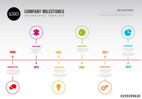 Colorful Thin Timeline Layout with Icons - 259399830 - 259399830