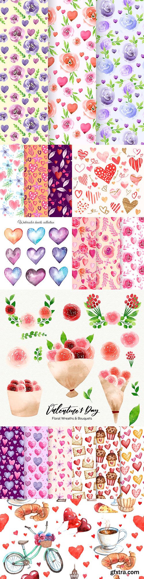 Valentine\'s Day romantic background and pattern elements