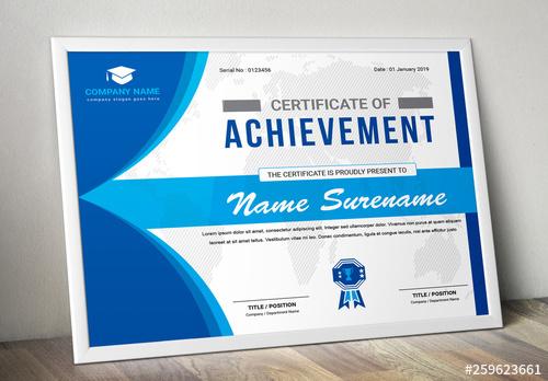 Blue Certificate of Achievement Layout - 259623661 - 259623661