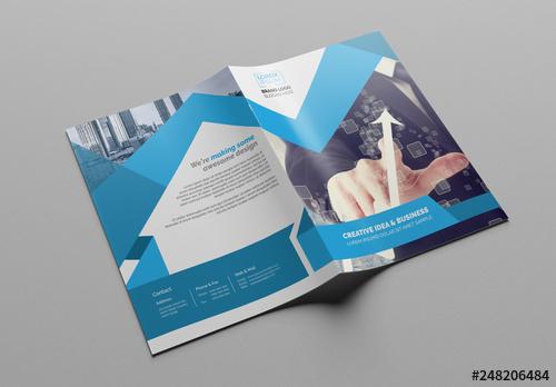 Business Brochure Layout with Blue Elements - 248206484 - 248206484