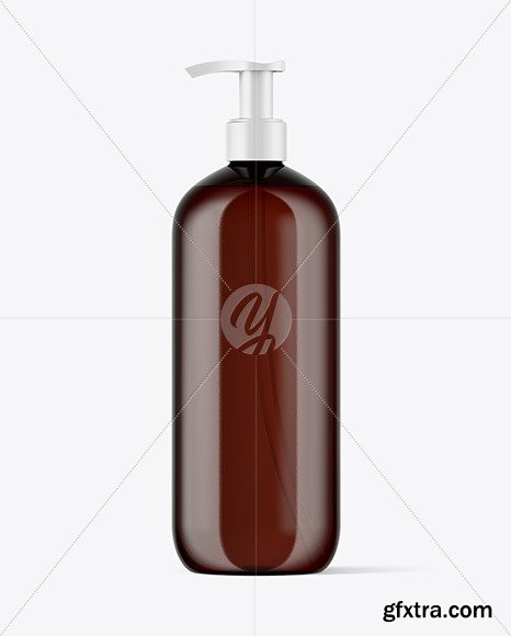 Amber Cosmetic Bottle with Pump Mockup 51662