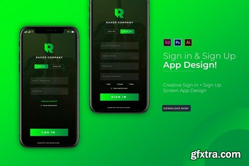 Raxor Sign In & Sign Up | App Design