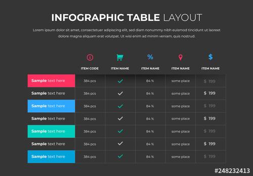 Infographic Table Layout with Contrast Elements - 248232413 - 248232413