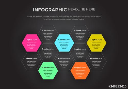 Infographic Layout with Hexagon Shapes - 248232415 - 248232415