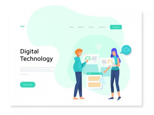 Digital Technology Website Development Illustration for Landing Page - digital-technology-website-development-illustration-for-landing-page