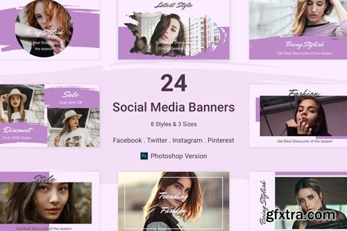 24 Social Media Banners Kit (Vol. 2) in Photoshop