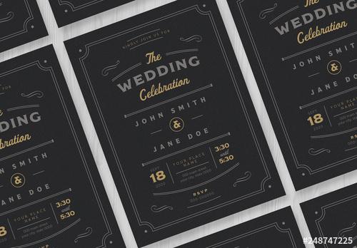 Wedding Invitation Layout on a Black Background - 248747225 - 248747225