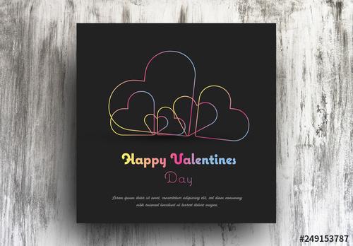 Valentine's Day Card Layout with Gradient Hearts - 249153787 - 249153787