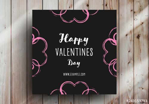 Valentine's Day Card Layout with Pink Hearts - 249153793 - 249153793