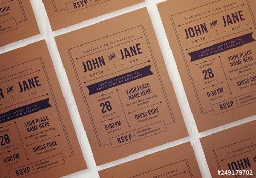 Vintage Wedding Invitation Layout with Kraft Paper - 249179702 - 249179702