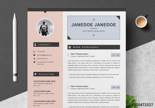 Pink Resume, Cover Letter, and Reference Sheet Layout - 250472527 - 250472527