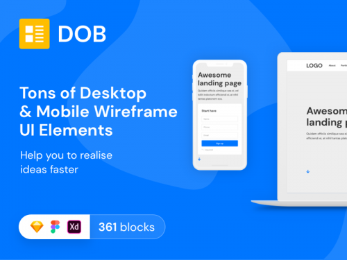 DOB Desktop & Mobile Wireframe Kit - dob-desktop-mobile-wireframe-kit